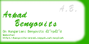 arpad benyovits business card